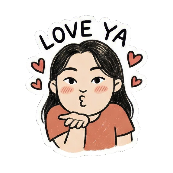 飞吻女孩LOVE YA Fandom Girl's Daily Vibes sticker for expressive chats and social replies.