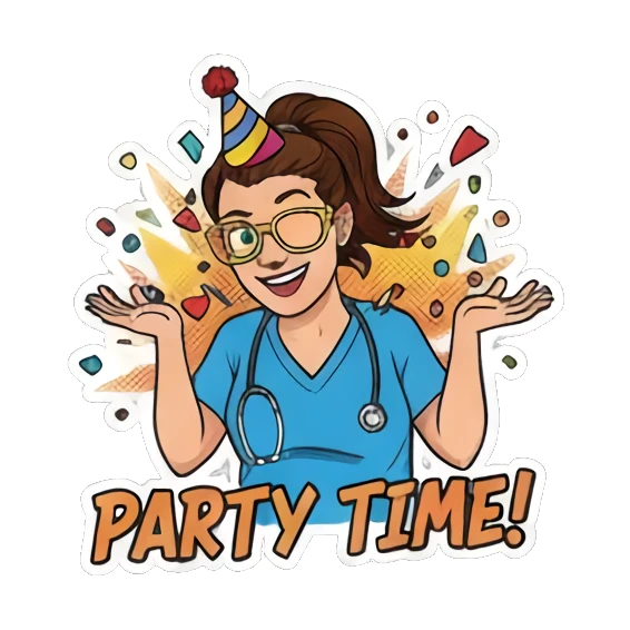 护士耸肩表示MEH Nurse Life Vibes sticker for expressive chats and social replies.