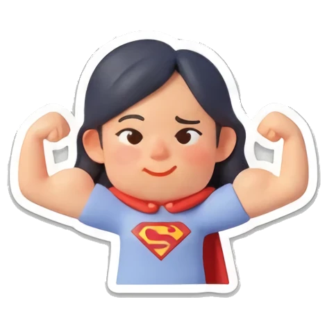 超人少女展示力量 Cheerful Girl Daily Life sticker for expressive chats and social replies.