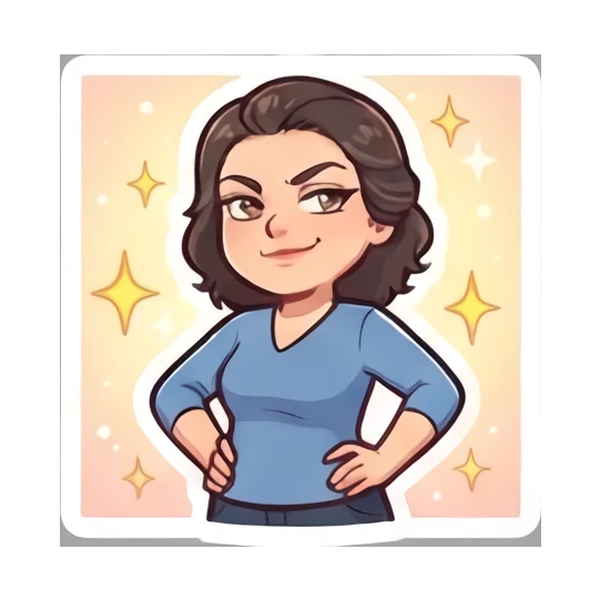 Young woman standing confidently with hands on hips Cheerful Brunette Daily Life sticker for expressive chats and social replies.