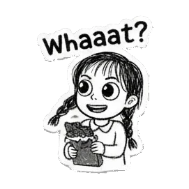 女孩惊讶地看着巧克力 Little Girl Daily Moods sticker for expressive chats and social replies.
