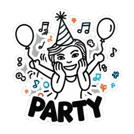 派对狂欢的喜悦 Pop Art Moods sticker for expressive chats and social replies.
