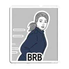转身匆忙离开BRB Digital Moods of a Modern Girl sticker for expressive chats and social replies.