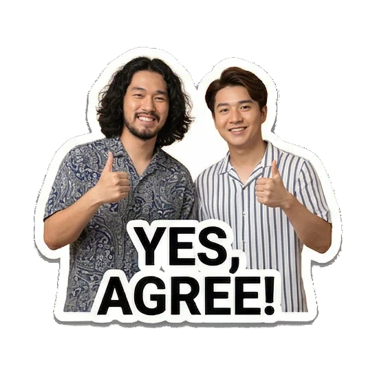 两人竖起大拇指点赞 Dynamic Duo Daily Vibes sticker for expressive chats and social replies.
