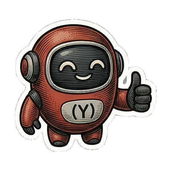 竖起大拇指点赞的机器人 Vintage Bot Emotions sticker for expressive chats and social replies.
