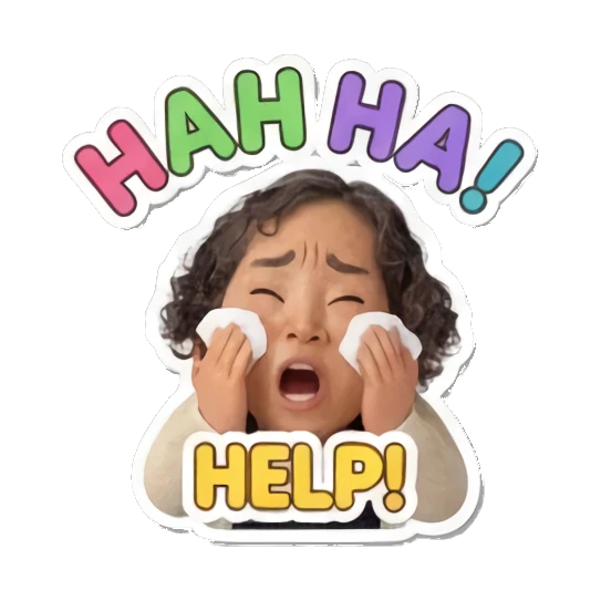 Mom wailing loudly Cheerful Curly Mom sticker for expressive chats and social replies.