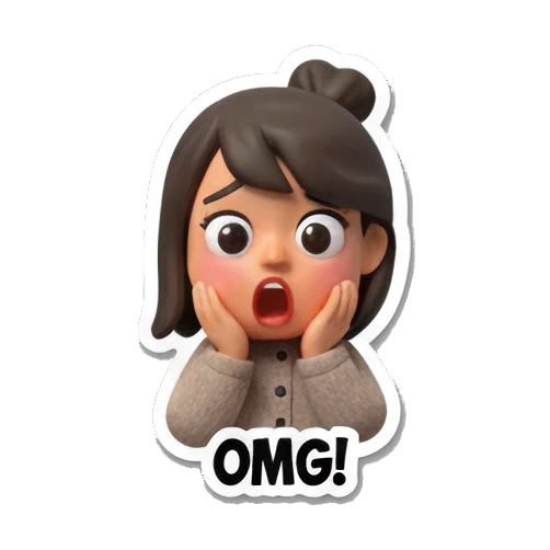惊讶的少女表情 Cute Daily Life Girl sticker for expressive chats and social replies.