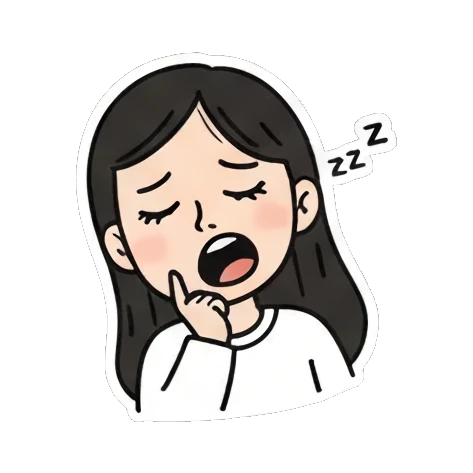 困倦打哈欠 Daily Doodle Girl sticker for expressive chats and social replies.