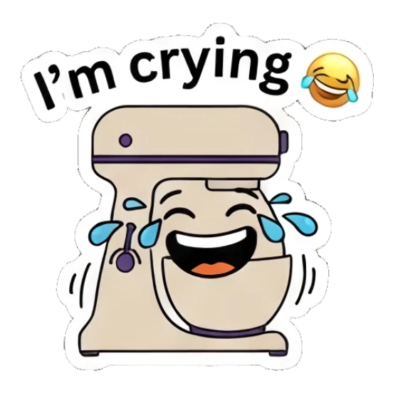 Mixer laughing with tears of joy Kitchen Mixer Moods sticker for expressive chats and social replies.
