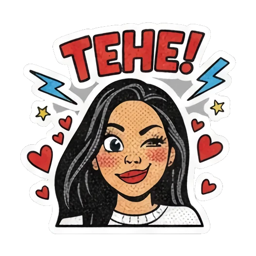 眨眼俏皮可爱 Retro Comic Girl Vibes sticker for expressive chats and social replies.