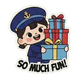 卡通人物生日派对表情包 Little Captain's Party Fun sticker for expressive chats and social replies.