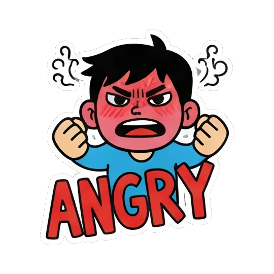 愤怒生气表情 Little Boy Daily Expressions sticker for expressive chats and social replies.