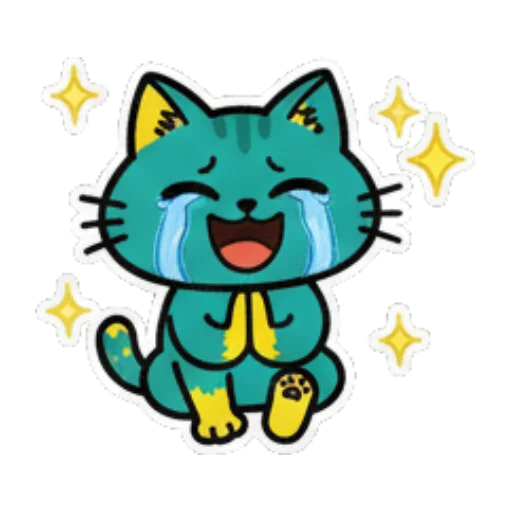 喜极而泣的猫 Cute Teal Cat Stickers sticker for expressive chats and social replies.