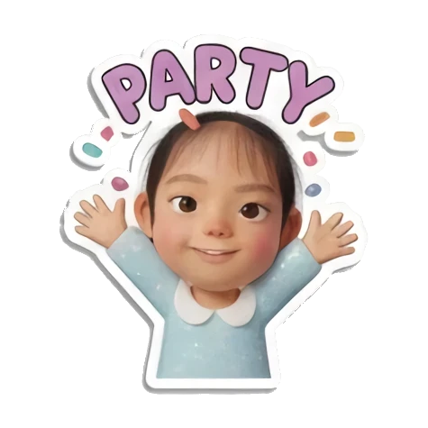 派对中的小女孩 Little Girl Daily Vibes sticker for expressive chats and social replies.