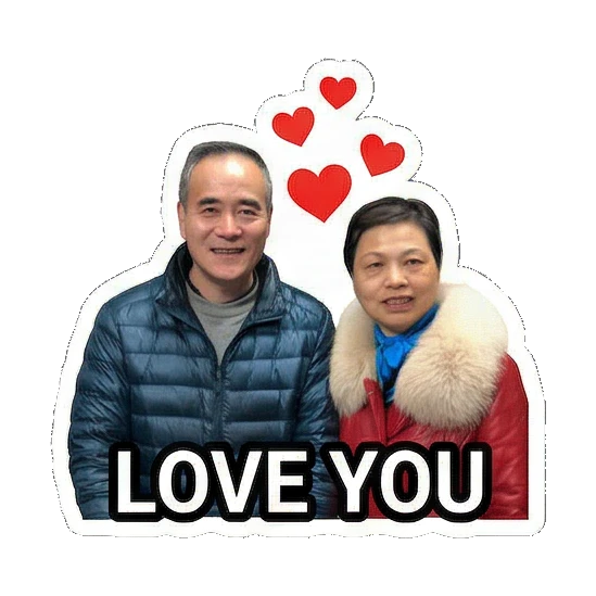 爷爷奶奶互表爱意 Sweet Senior Duo sticker for expressive chats and social replies.