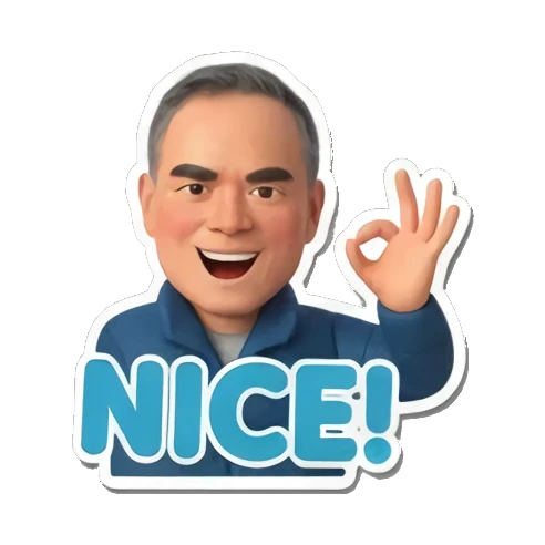 man gesturing nice Cheerful Middle-Aged Man Daily Life sticker for expressive chats and social replies.