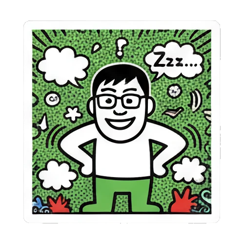 relaxed boy with Zzz text Keith Haring Style Doodle Boy sticker for expressive chats and social replies.