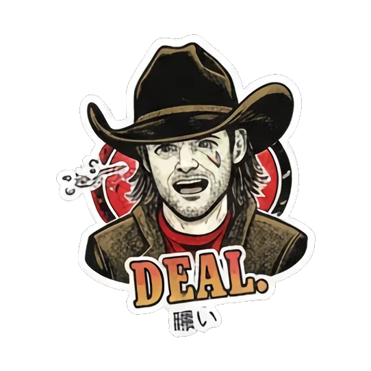 Cowboy showing love Vintage Cowboy Reactions sticker for expressive chats and social replies.