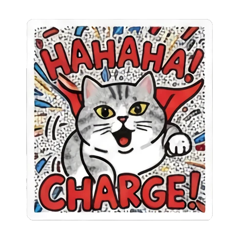 cat shouting grrr with lightning Pop Art Cat Vibes sticker for expressive chats and social replies.