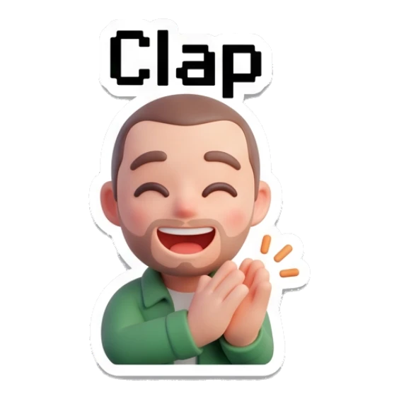 Man clapping hands with joyful expression Casual Guy Daily Vibes sticker for expressive chats and social replies.