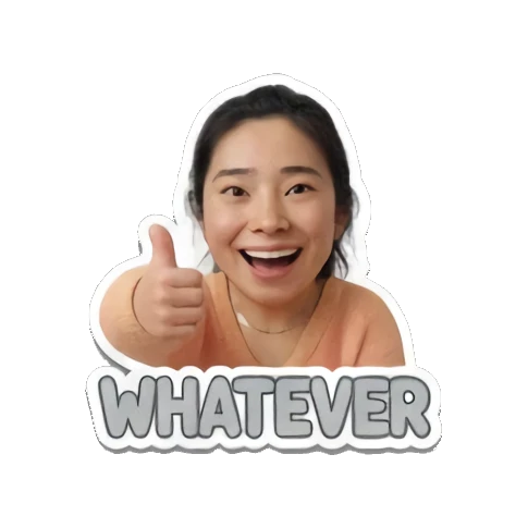 无奈耸肩WHATEVER Daily Life of a Cheerful Girl sticker for expressive chats and social replies.