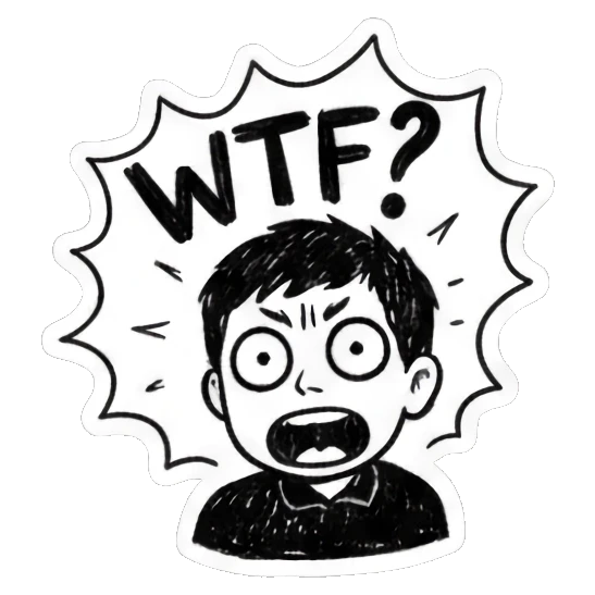 卡通小哥惊讶WTF Doodle Guy's Moods sticker for expressive chats and social replies.