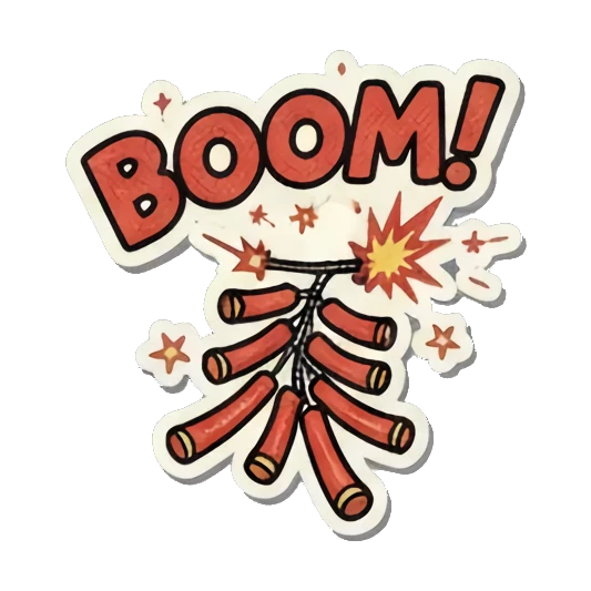 爆竹声声辞旧岁 Joyful New Year Boy sticker for expressive chats and social replies.