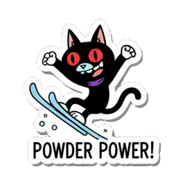 滑雪失败 Black Cat Ski Adventures sticker for expressive chats and social replies.