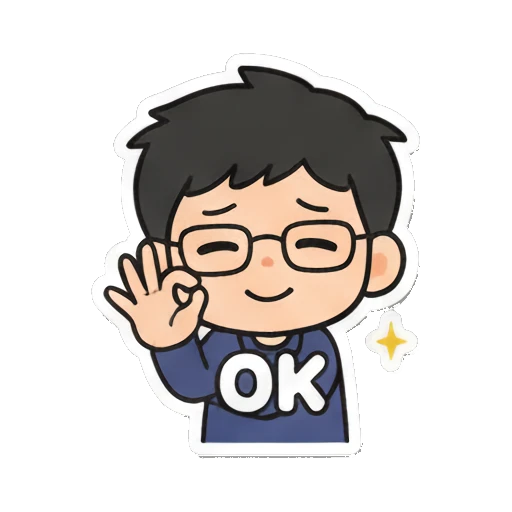 Boy with glasses making an OK hand gesture Cheerful Glasses Boy Daily sticker for expressive chats and social replies.