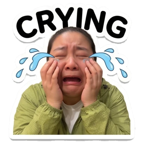 Woman crying with blue tears Daily Life of a Friendly Woman sticker for expressive chats and social replies.
