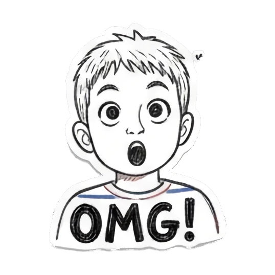 男孩惊讶OMG Boy's Doodle Diary sticker for expressive chats and social replies.
