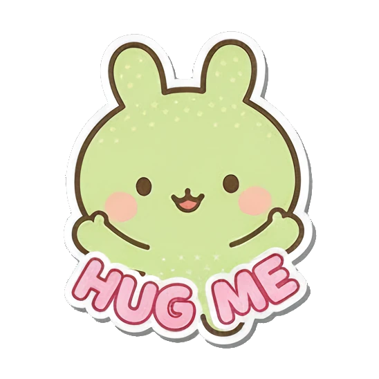 Hug me bunny with open arms Minty Bunny Moods sticker for expressive chats and social replies.