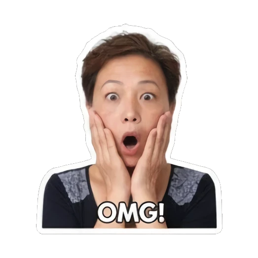 中年女性惊讶表情 Real Life Reactions sticker for expressive chats and social replies.