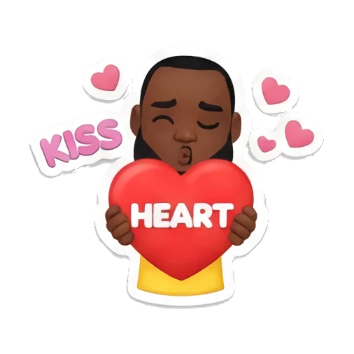 詹姆斯双手捧着爱心飞吻，表情深情，旁边有KISS文字 King James Court Vibes sticker for expressive chats and social replies.