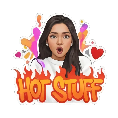 惊艳赞叹Hot Stuff Graffiti Girl Vibes sticker for expressive chats and social replies.