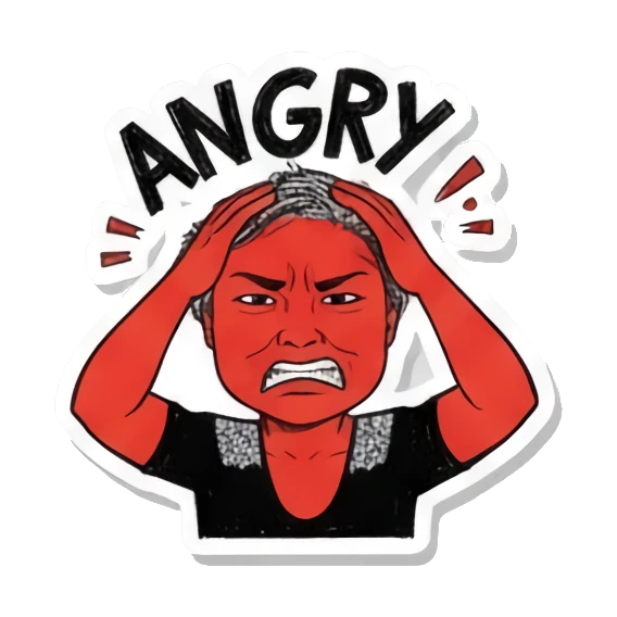 女性生气ANGRY Auntie's Daily Moods sticker for expressive chats and social replies.