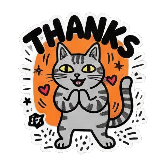 猫咪双手合十感谢 Colorful Keith Haring Cat sticker for expressive chats and social replies.
