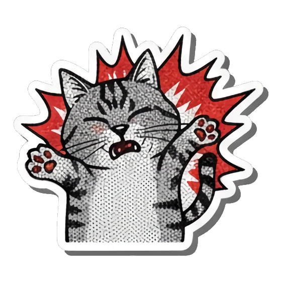 Cat expressing frustration Gritty Punk Tabby sticker for expressive chats and social replies.