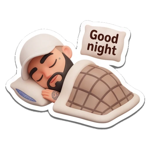 Man sleeping under a blanket, text 'Good night' Gym Bro Daily Life sticker for expressive chats and social replies.