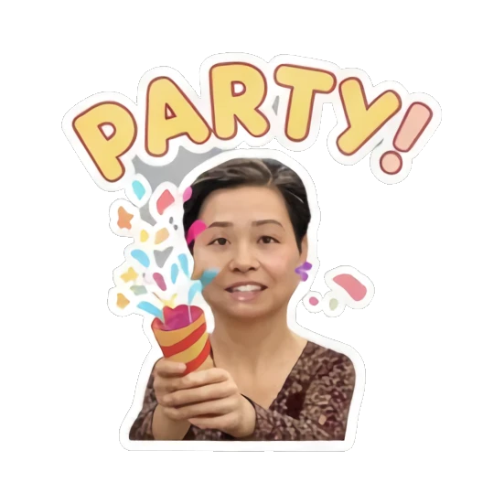 mother celebrating party Cheerful Middle-Aged Mom sticker for expressive chats and social replies.