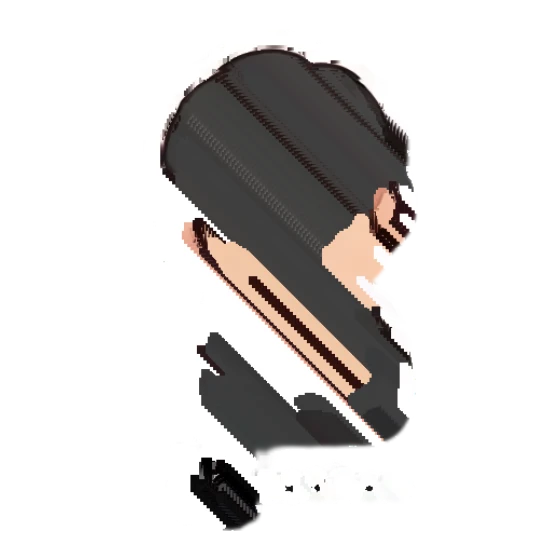 Man resting chin on hand, looking thoughtful and pensive. Office Professional Chibi sticker for expressive chats and social replies.