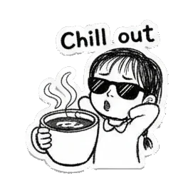 女孩戴墨镜喝咖啡 Little Girl Daily Moods sticker for expressive chats and social replies.