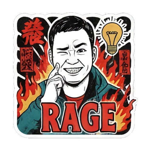 Thinking IDEA lightbulb Ukiyo-e Guy's Moods sticker for expressive chats and social replies.