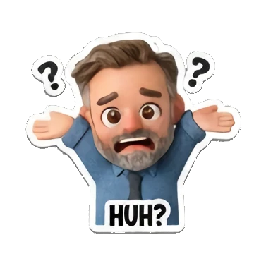 大叔困惑不解 Cheerful Bearded Guy sticker for expressive chats and social replies.
