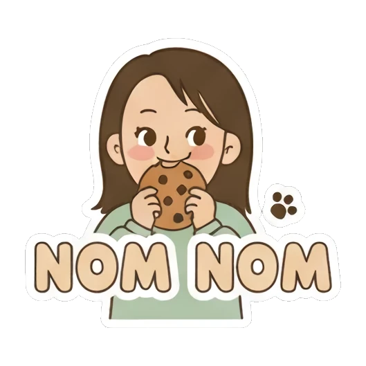 Girl eating a cookie Playful Girl Daily Expressions sticker for expressive chats and social replies.