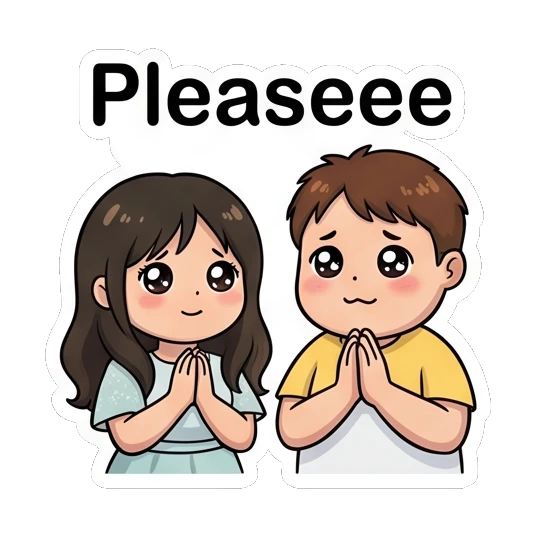 Couple looking pleading with wide puppy eyes Sweet Couple Daily Life sticker for expressive chats and social replies.