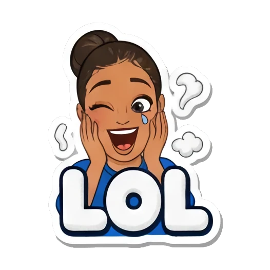卡通少女开怀大笑LOL Sassy Girl Slang sticker for expressive chats and social replies.
