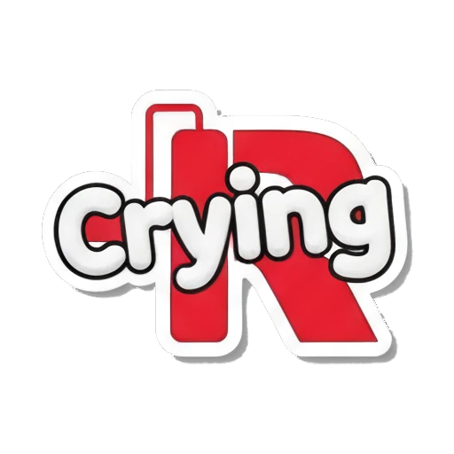 Letter R looking sad with text Crying Red Letter R Adventures sticker for expressive chats and social replies.