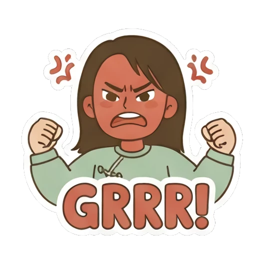 Angry girl saying GRRR Playful Girl Daily Expressions sticker for expressive chats and social replies.