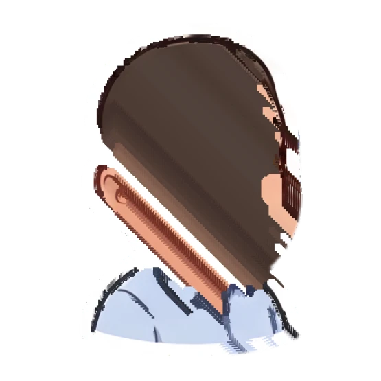 Bearded man looking skeptical with a side-eye glance Cheerful Bearded Office Guy sticker for expressive chats and social replies.